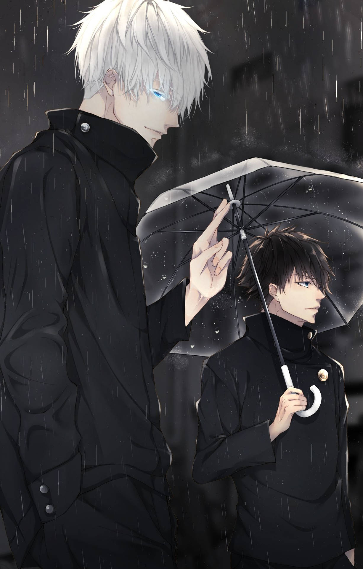 Tumma Gojo ja Megumi Jujutsu Kaisen -anime-taustakuva