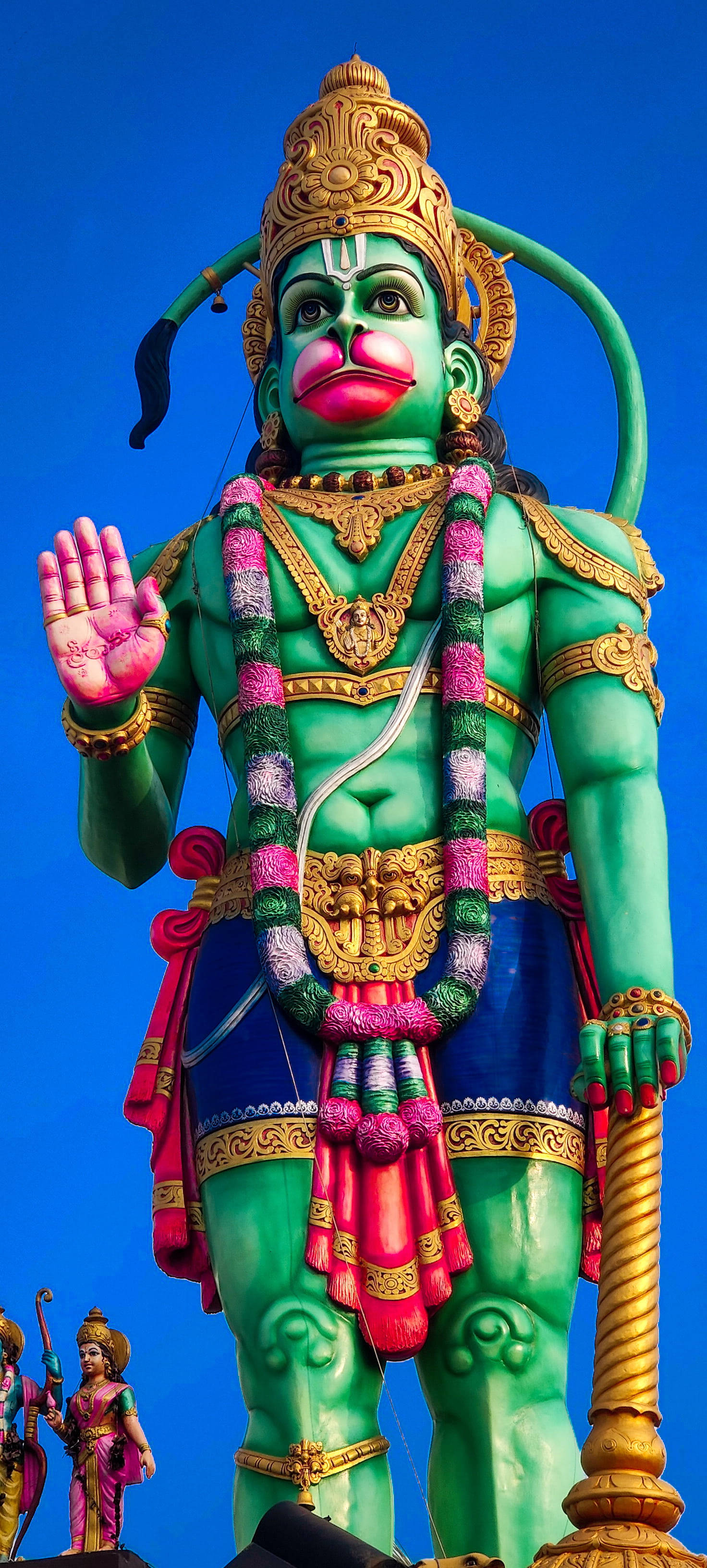 Jumala Hanuman Jättiläismäinen Vihreä Patsas Taustakuvat