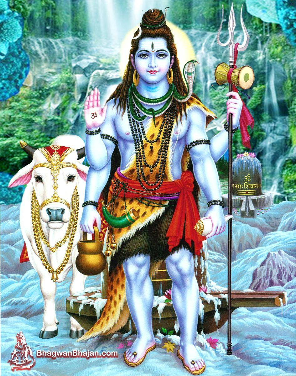 Jumalallinen Shiv Shankar mahtavilla vesiputouksilla HD-taustakuva Taustakuvat