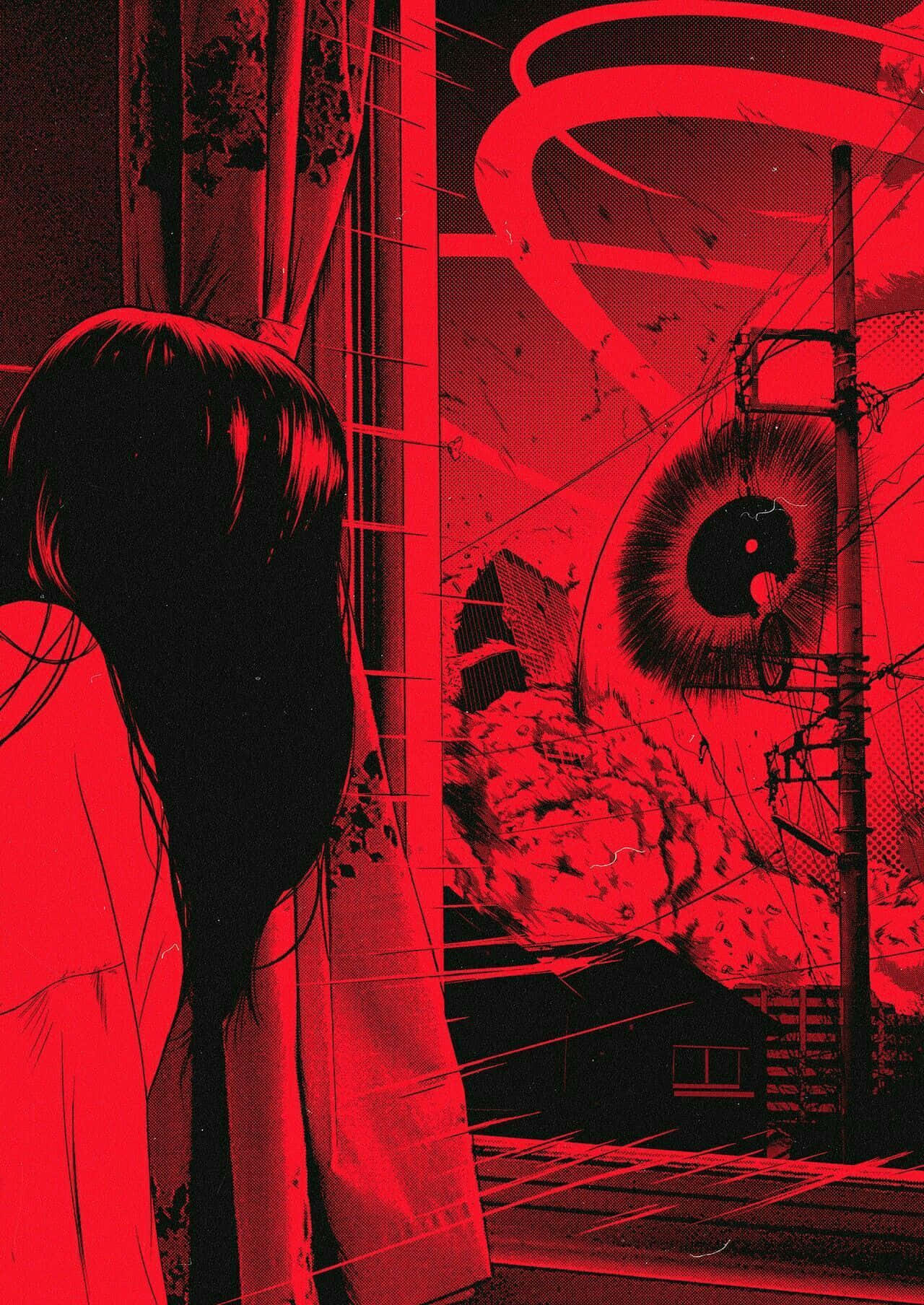 Junji Ito Punainen Anime-estetiikka Taustakuvat