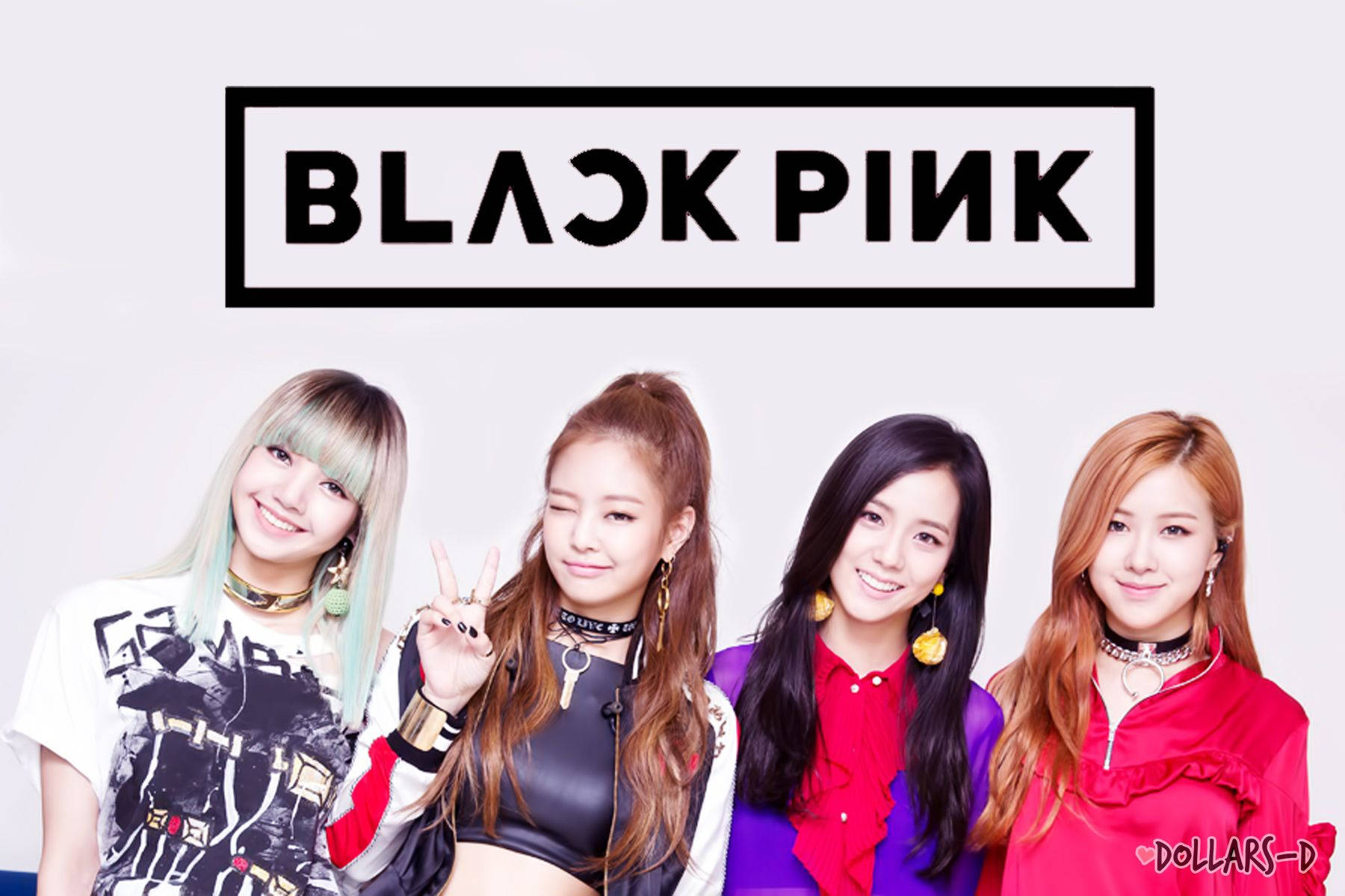 Blackpinkin jäsenet nojaamassa sivulle valkoisella taustalla -taustakuva