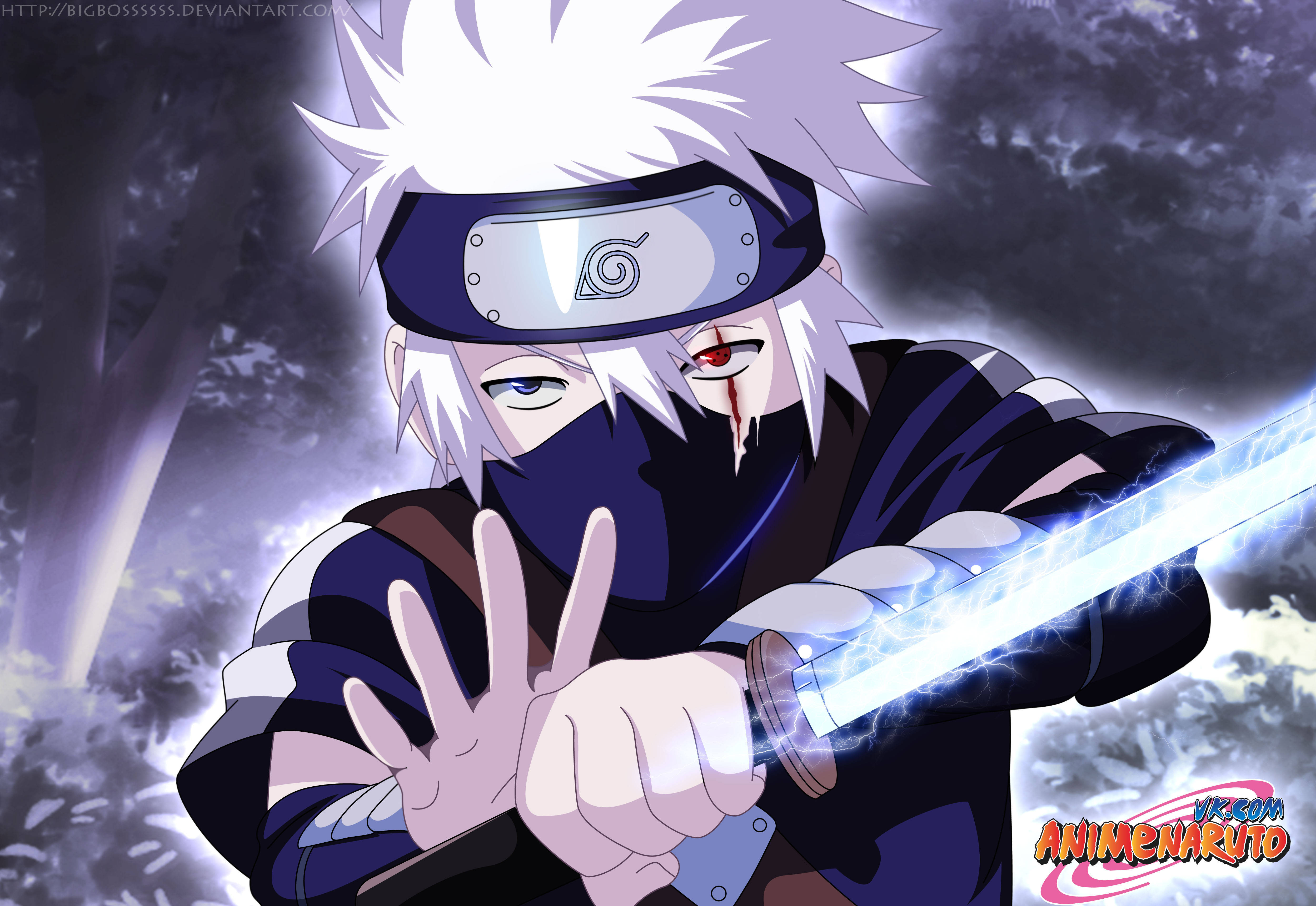 Kakashi 4K Valkoinen Valo Chakra Säilä Taustakuvat