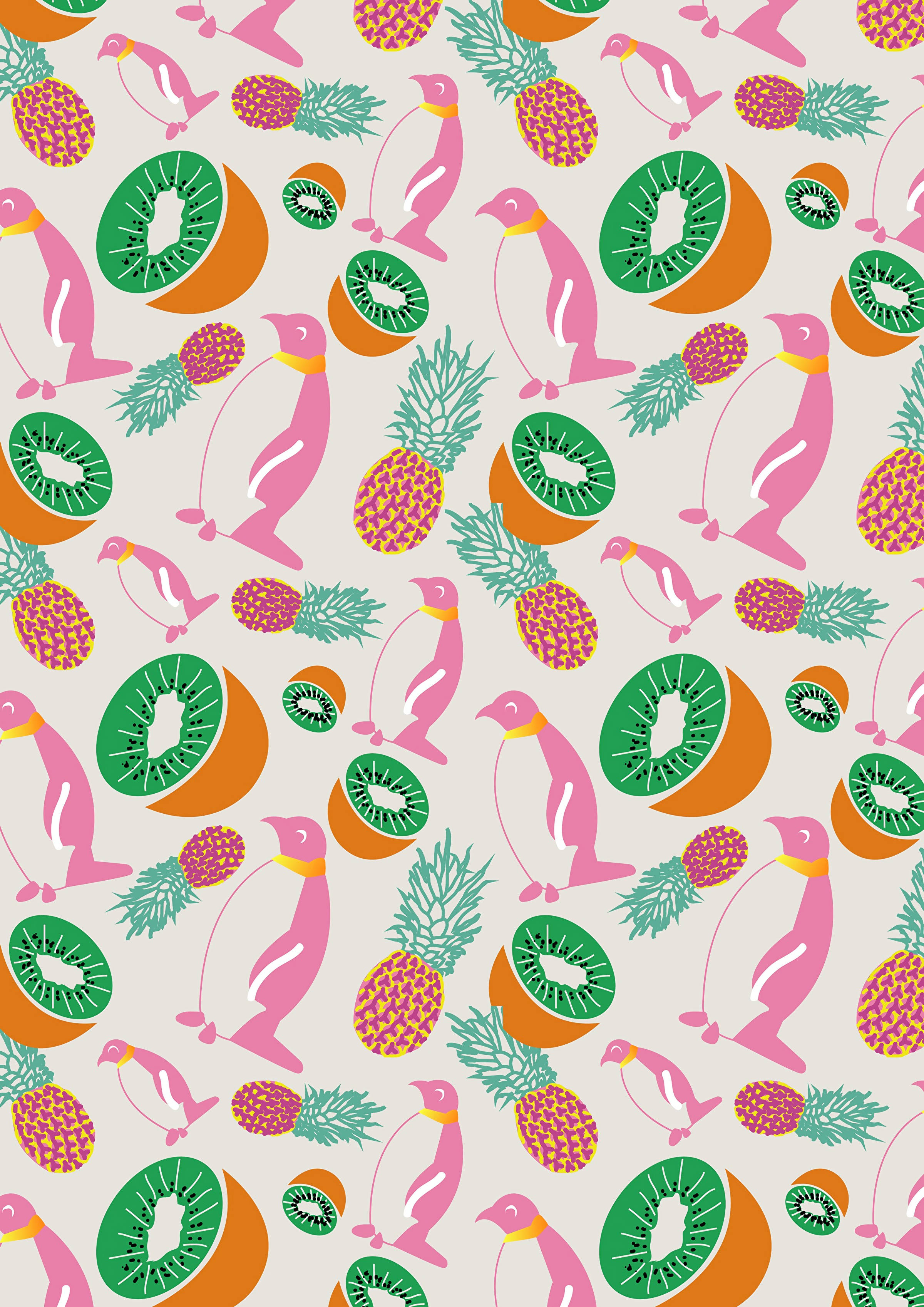 Kaksi epätodennäköistä ystävää, ananas ja pingviini, osoittavat ystävyyden voiman. Taustakuvat