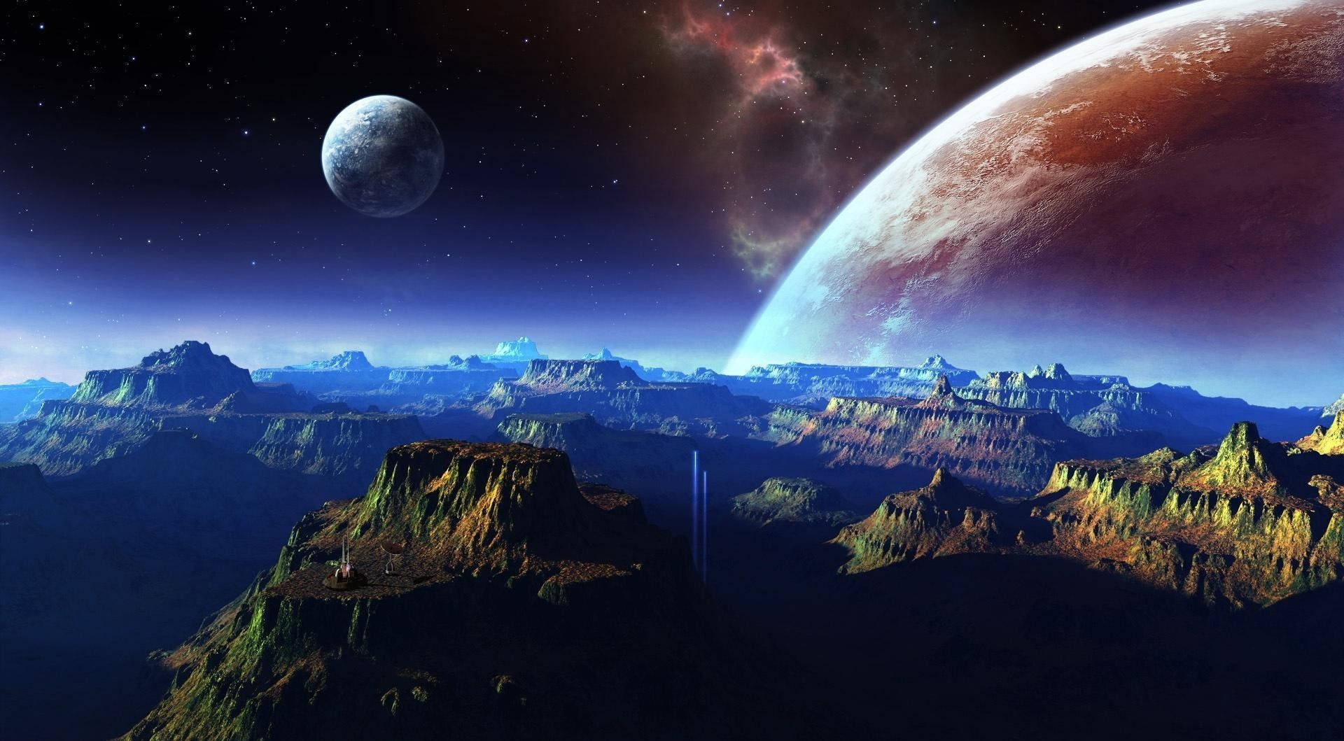 Kaksi Kuuta 1920x1080 HD Avaruus Taustakuvat