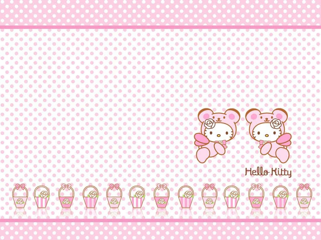 Kaksi söpöä vaaleanpunaista Hello Kitty -koria Taustakuvat