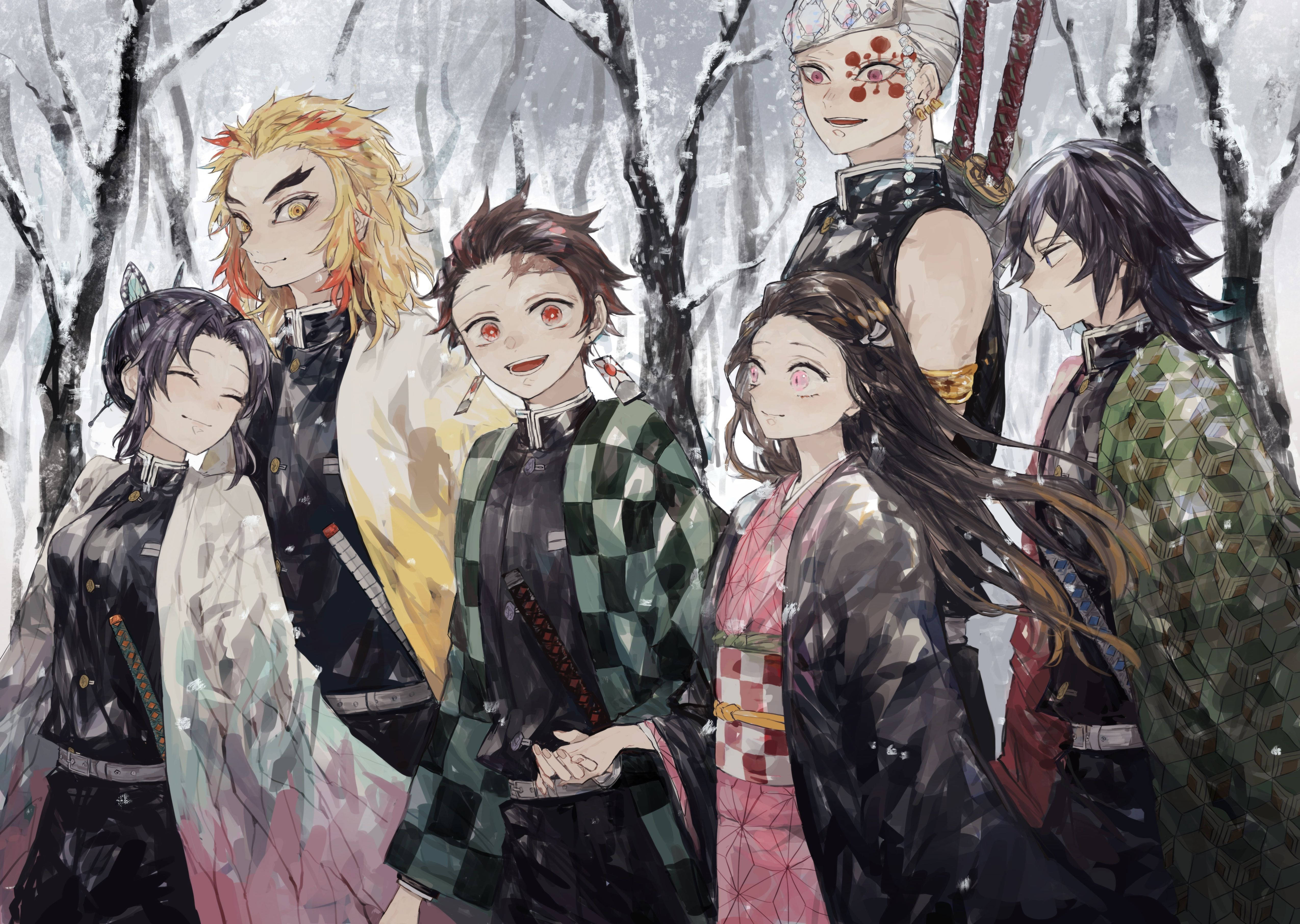 Kamadon sisarusten matka Demon Slayer Corpsin läpi Hashiroidensa kanssa Taustakuvat