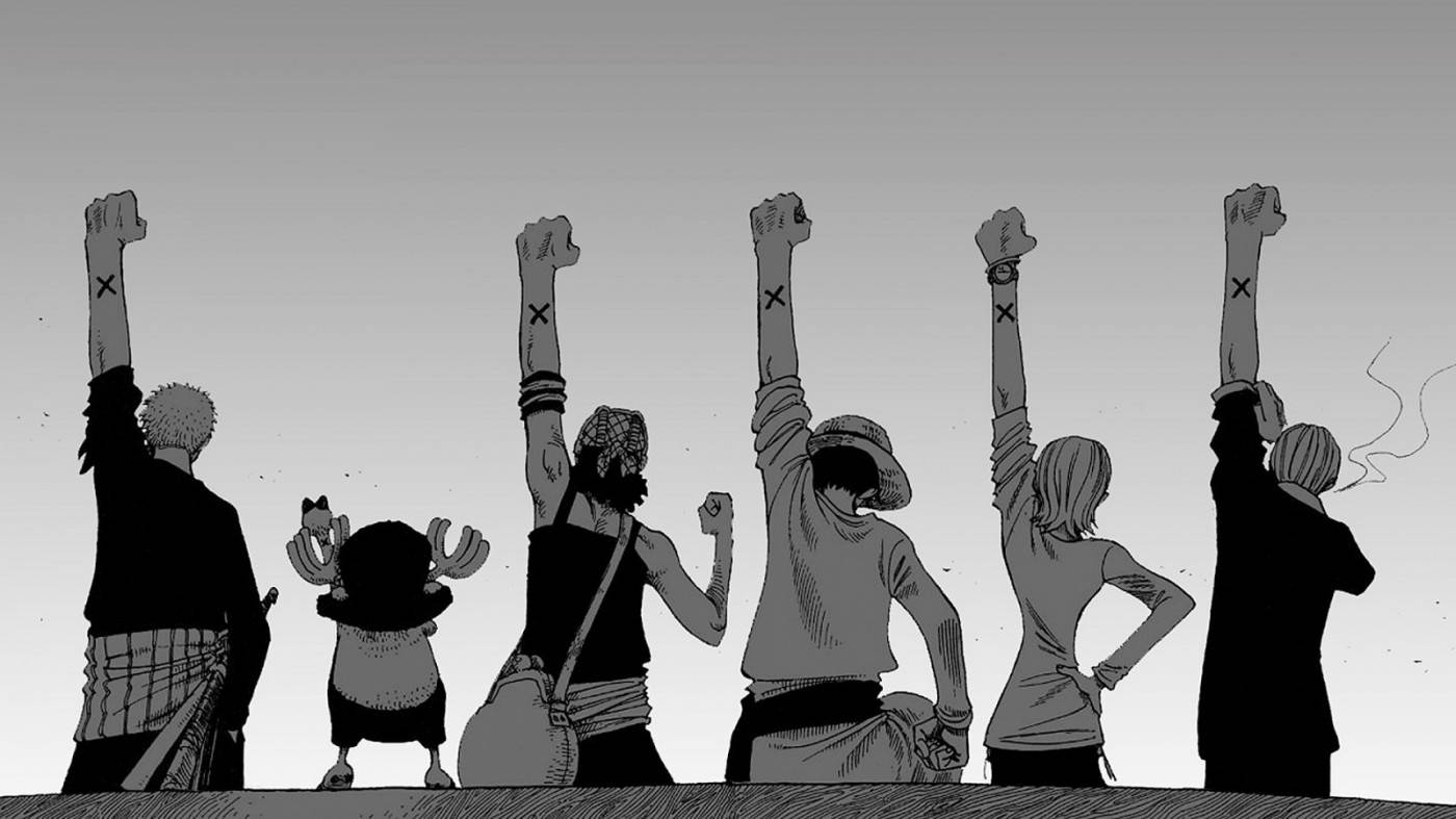 Kannustusjoukot ja Luffy mustavalkoisena Taustakuvat
