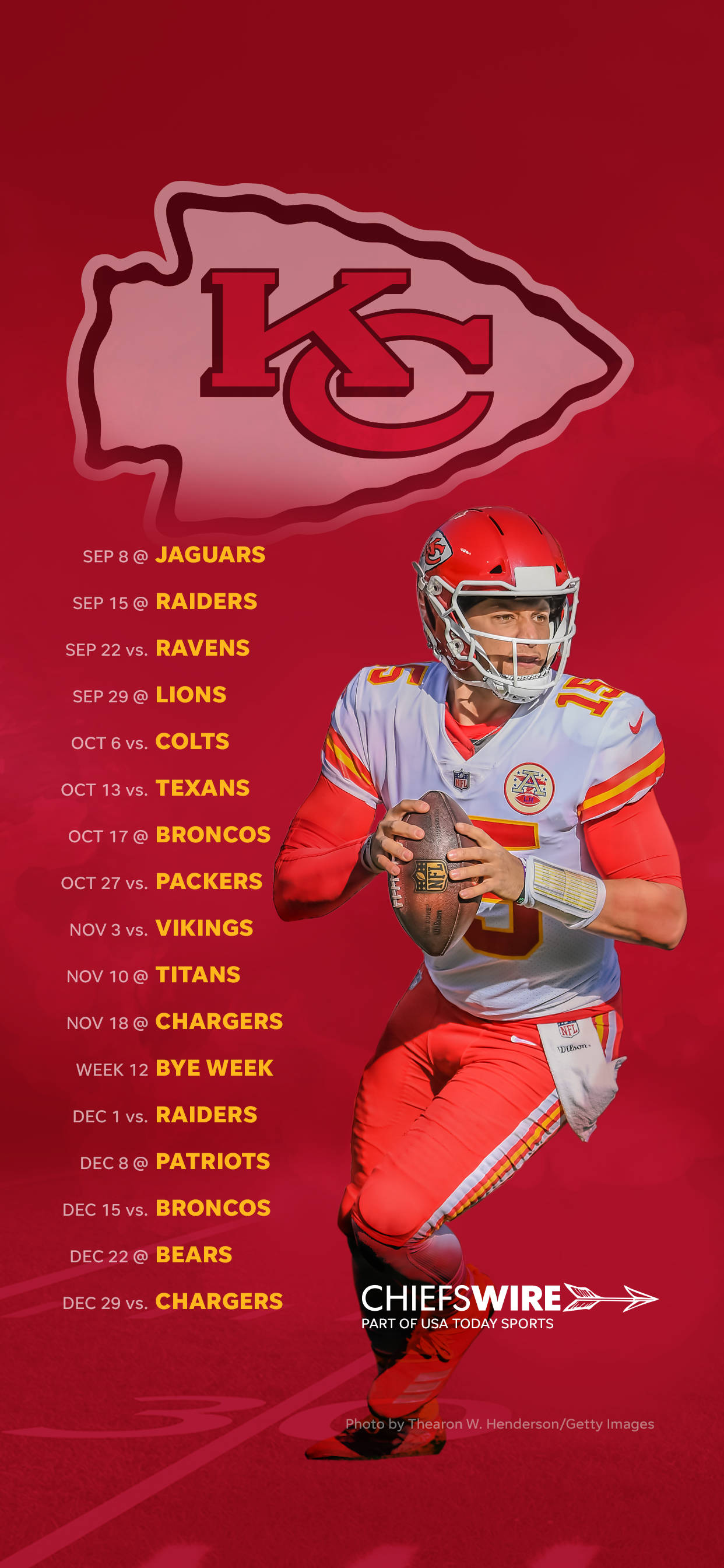 Kansas City Chiefs -jalkapallojoukkueen tyylikäs, viileä logo. Taustakuvat