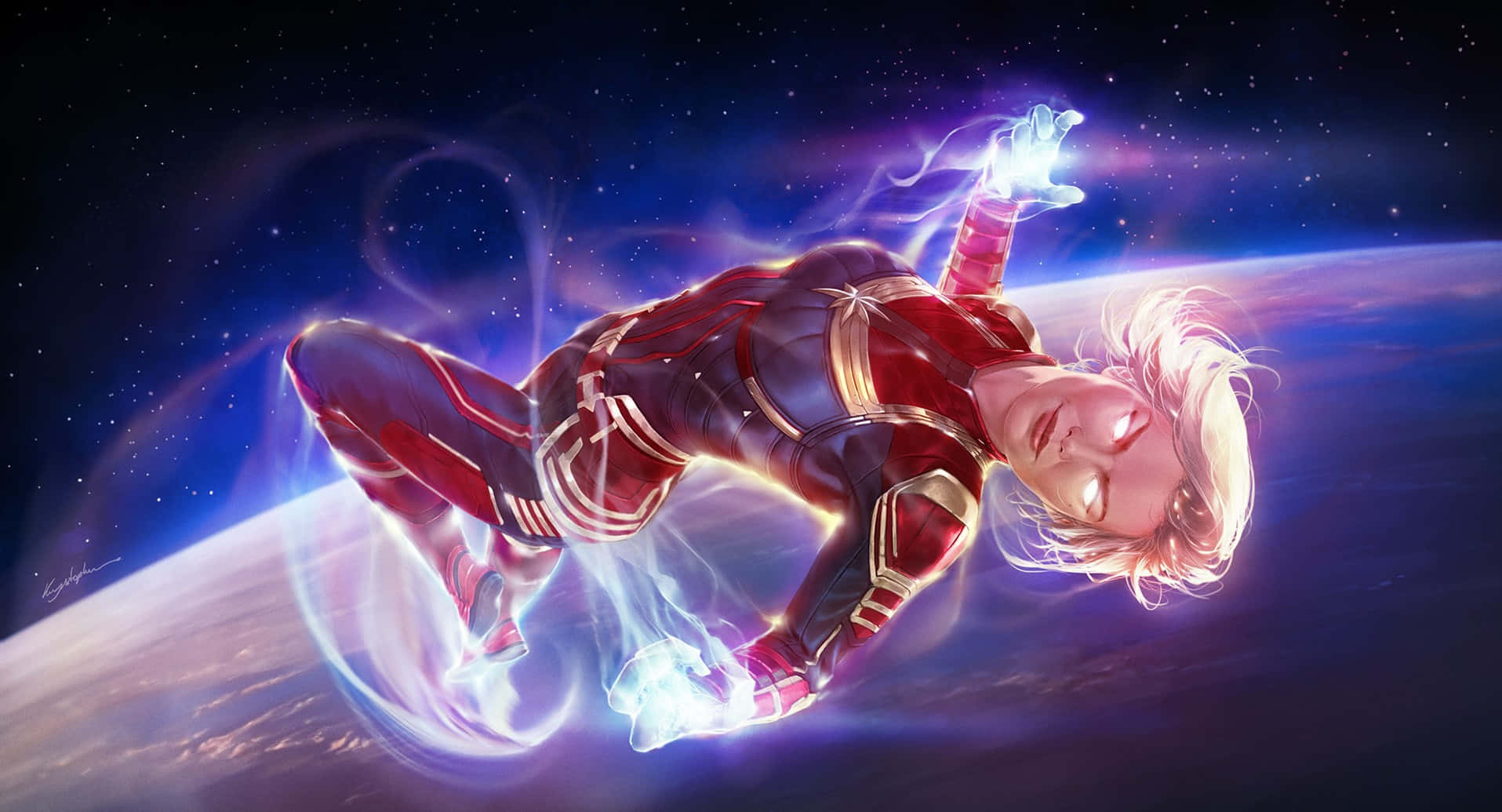 Kapteeni Ihme Carol Danvers avaruudessa Taustakuvat
