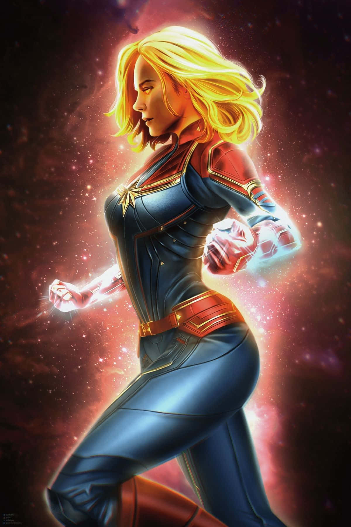 Kapteeni Ihme Carol Danvers, sankari, jolla on yli-inhimillinen voima ja kyky lentää Taustakuvat