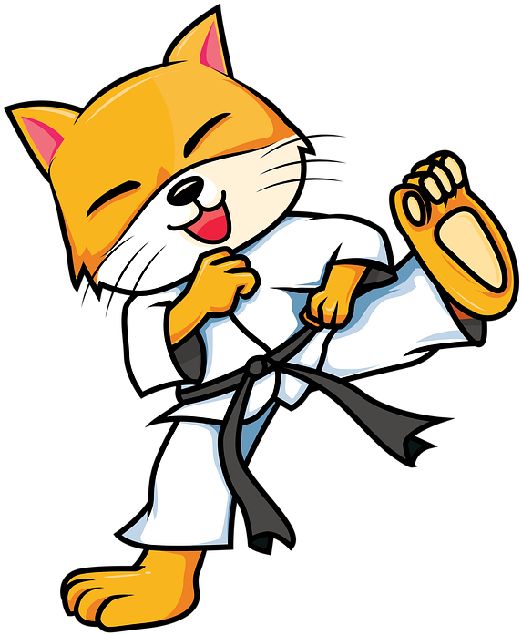 Karate-kissa sarjakuvahahmo nauraa.PNG Taustakuvat