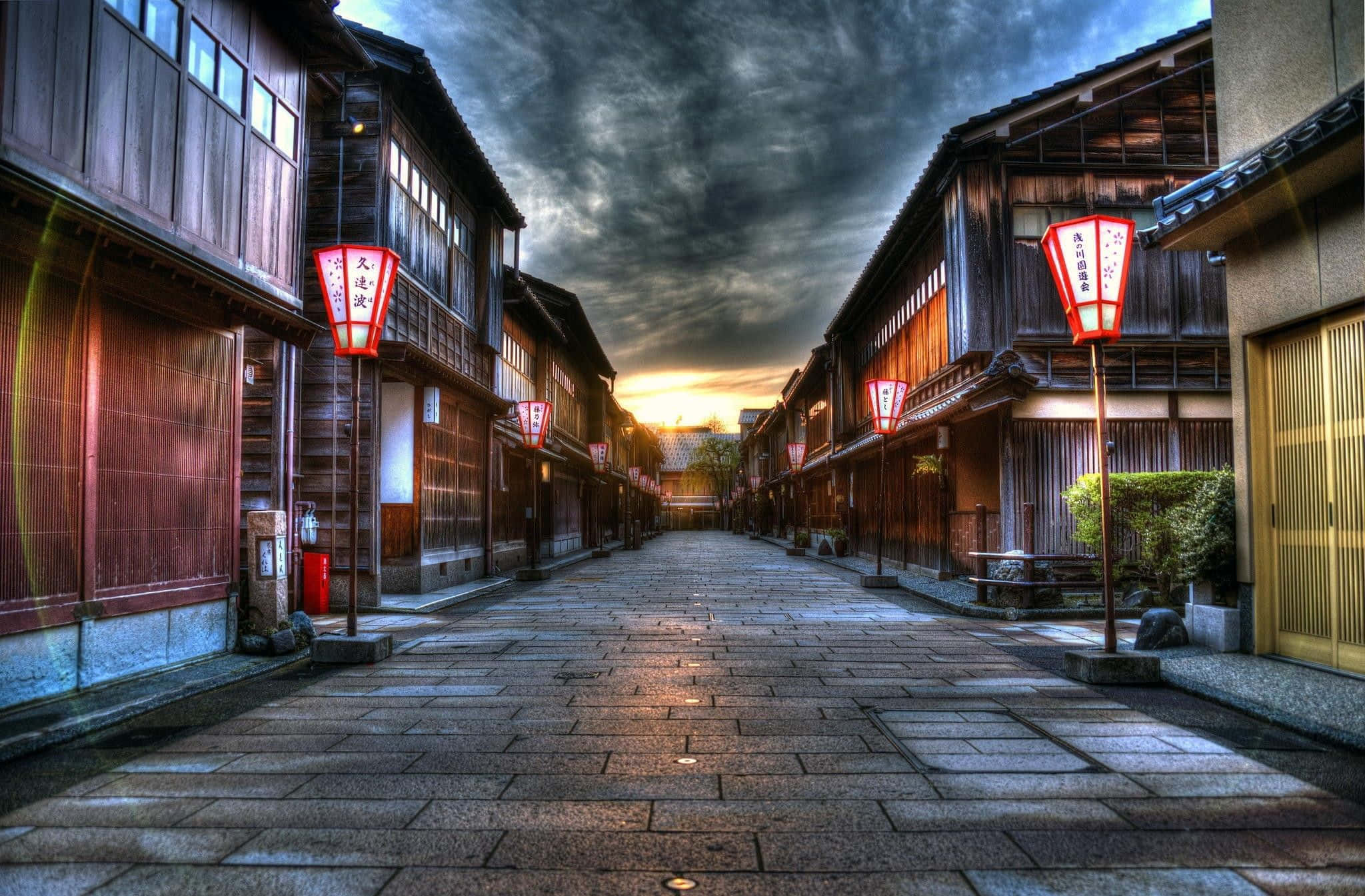 Katulamppuja tiellä Japanissa Taustakuvat