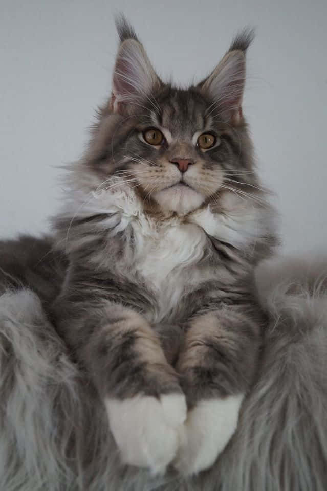 Kaunis istuva maine coon -kissa Taustakuvat