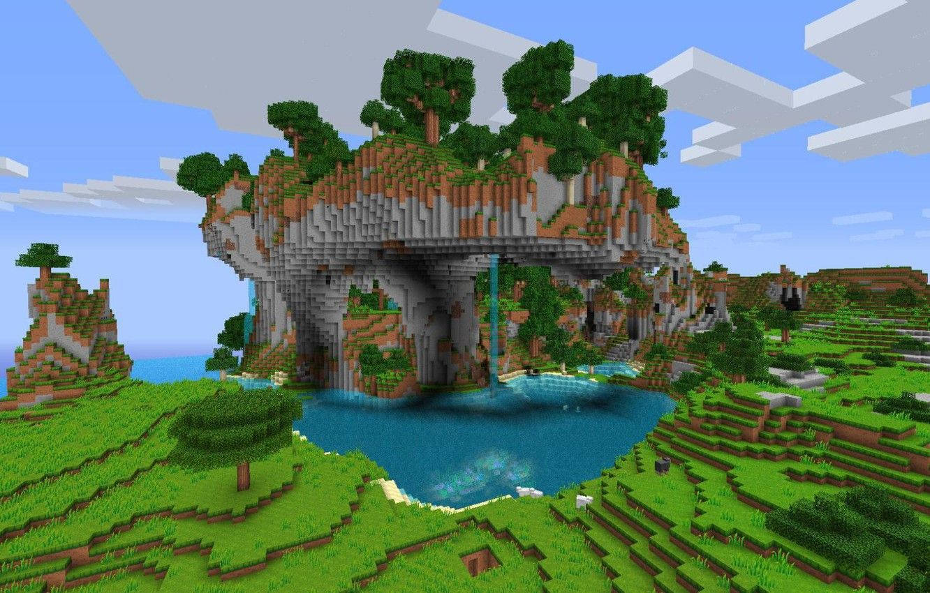 Kaunis Minecraft-korotettu metsä Taustakuvat