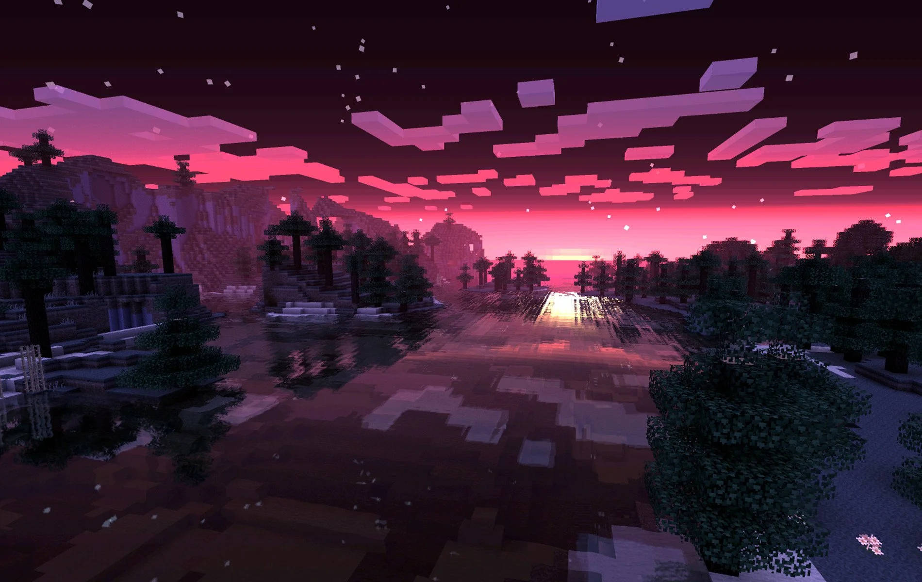 Kaunis Minecraft Pinkki Taivas — Työpöytä GIF Taustakuvat