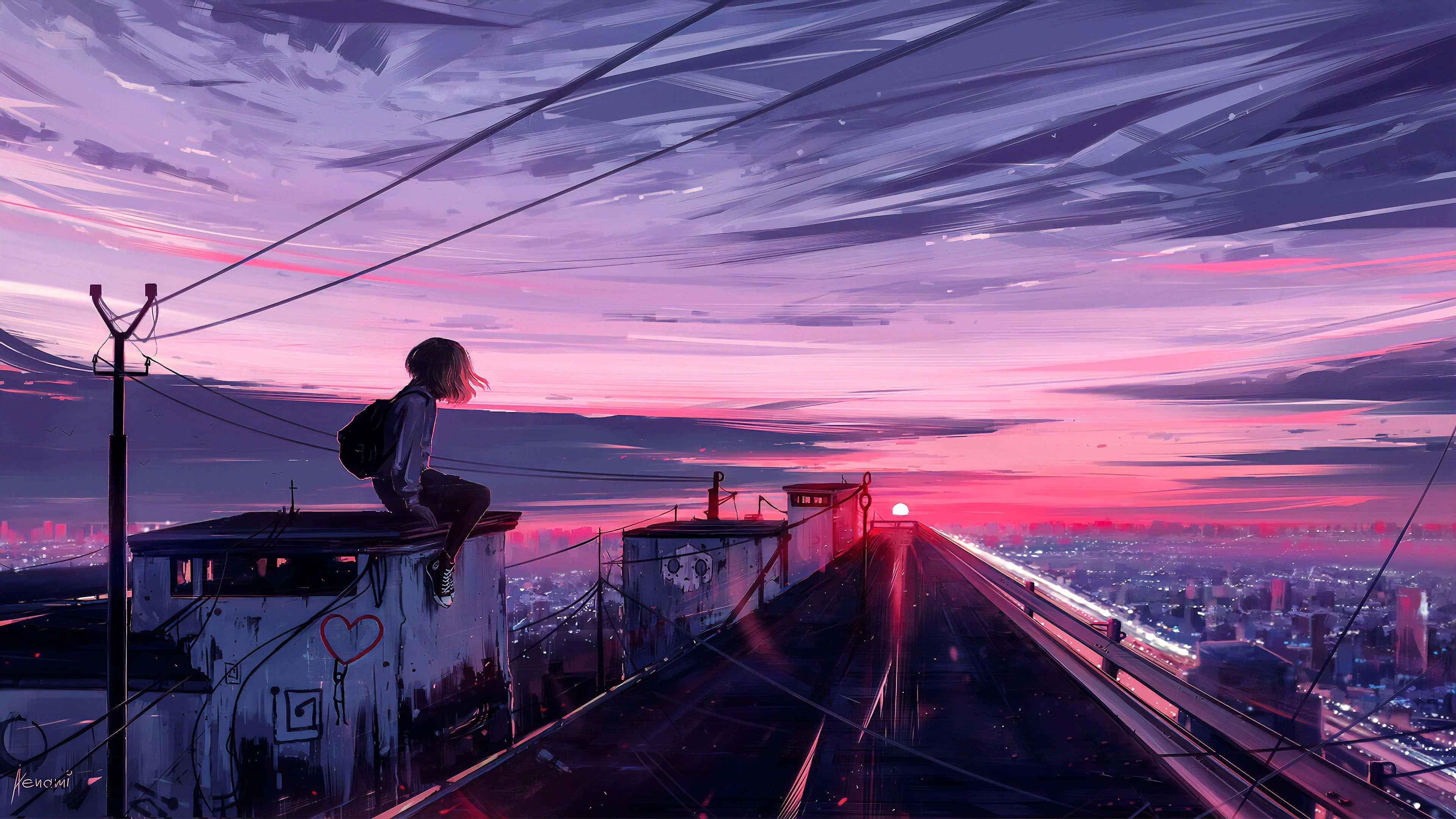 Kaunis yö vilkkaassa Anime Cityssä Taustakuvat