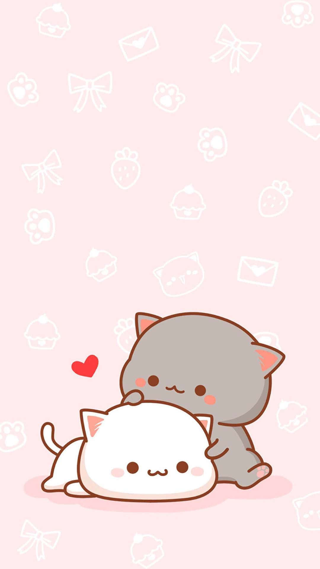 Kawaii Anime Cat Peach ja Goma Taustakuvat