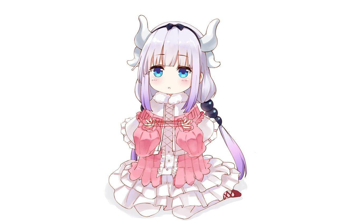 Kawaii Anime Kanna Kobayashi polvistuu Taustakuvat