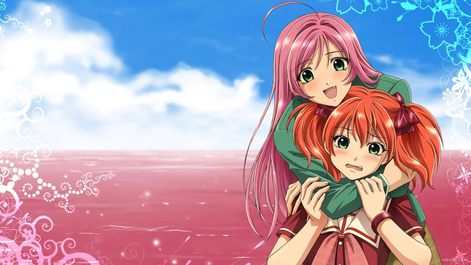 Kawaii Anime Rosario + Vampire Moka ja Kokoa Taustakuvat