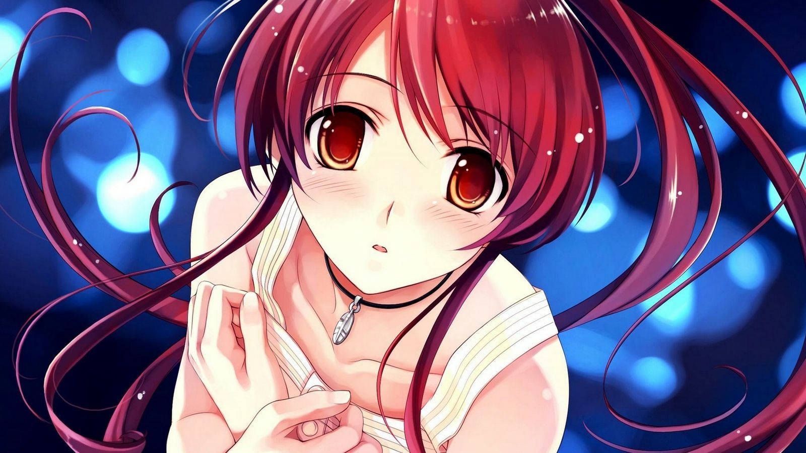 Kawaii-anime-tyttö punaisilla hiuksilla Taustakuvat