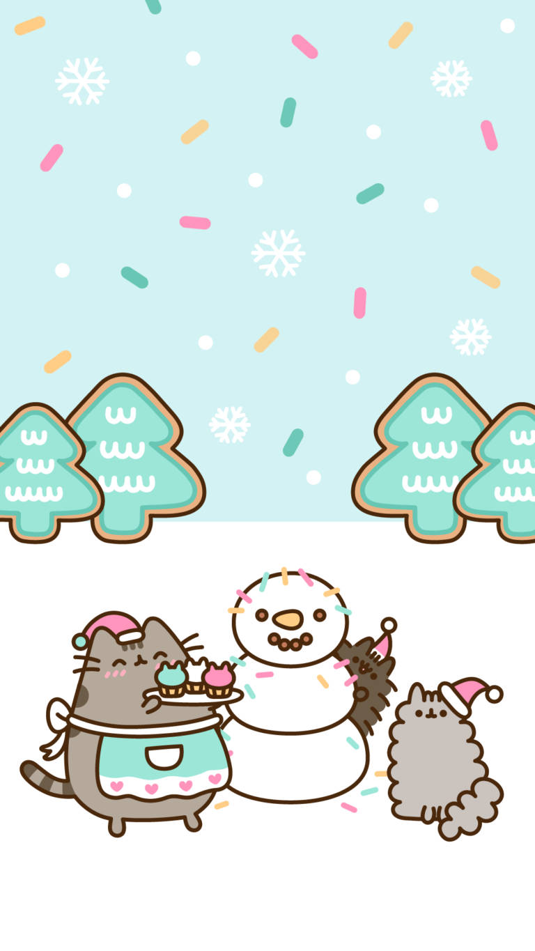 Kawaii HD Pusheen juhlimassa joulua Taustakuvat