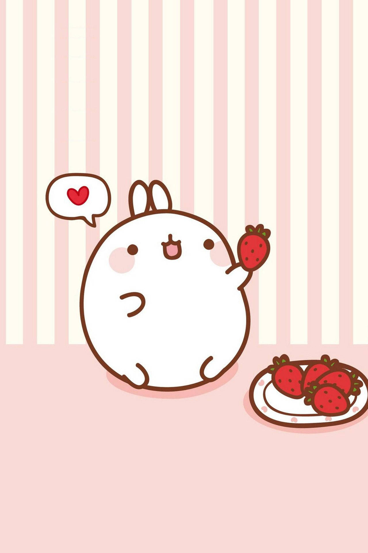 Kawaii Molang nauttimassa sydämen täyttämää ateriaa Taustakuvat