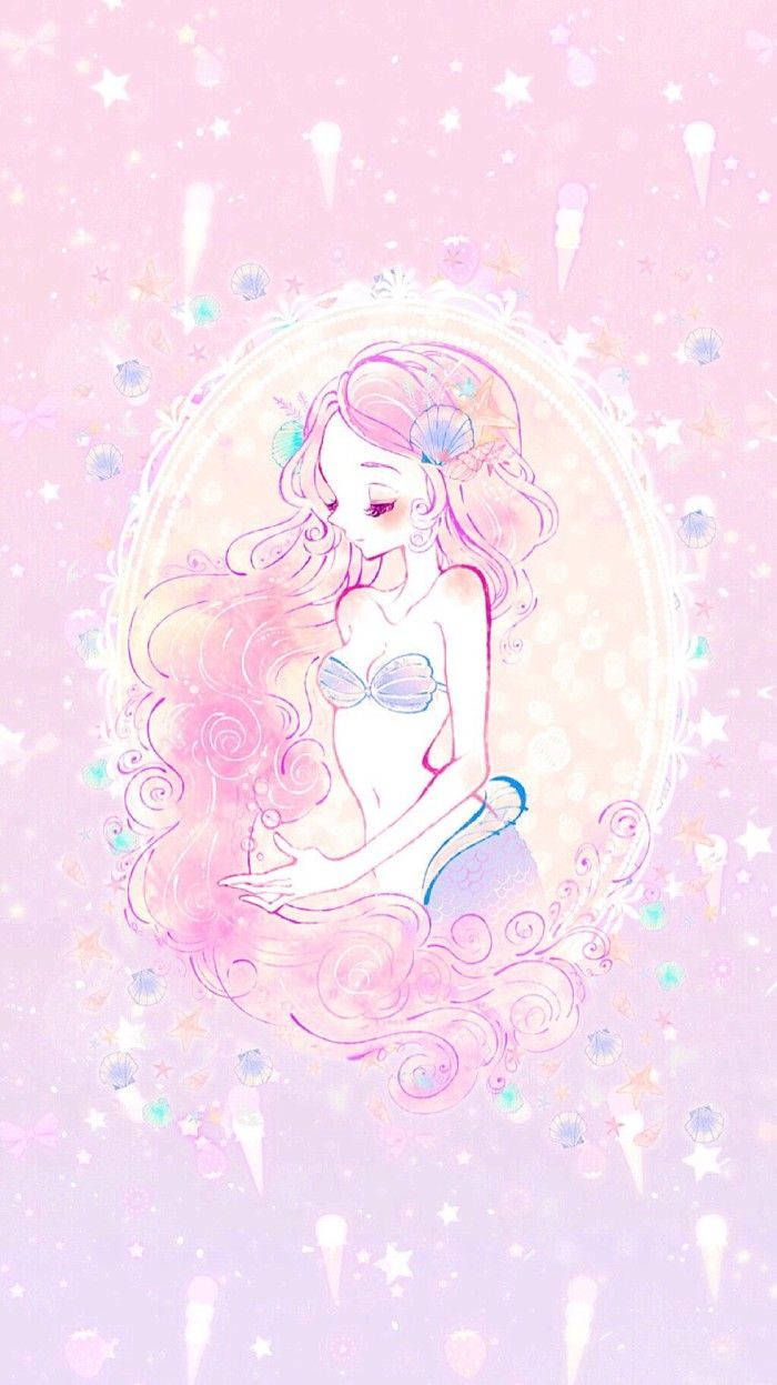 Kawaii vaaleanpunainen merenneito kehystettynä Taustakuvat