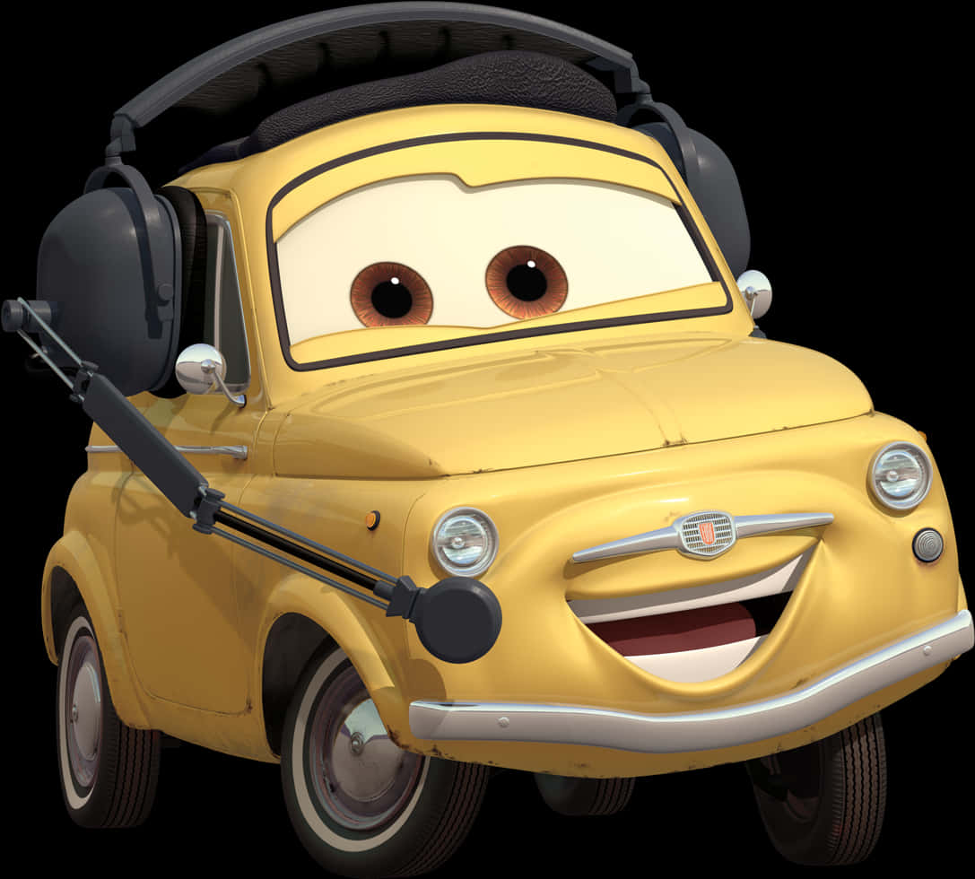 Keltainen animoitu auto hahmo Taustakuvat