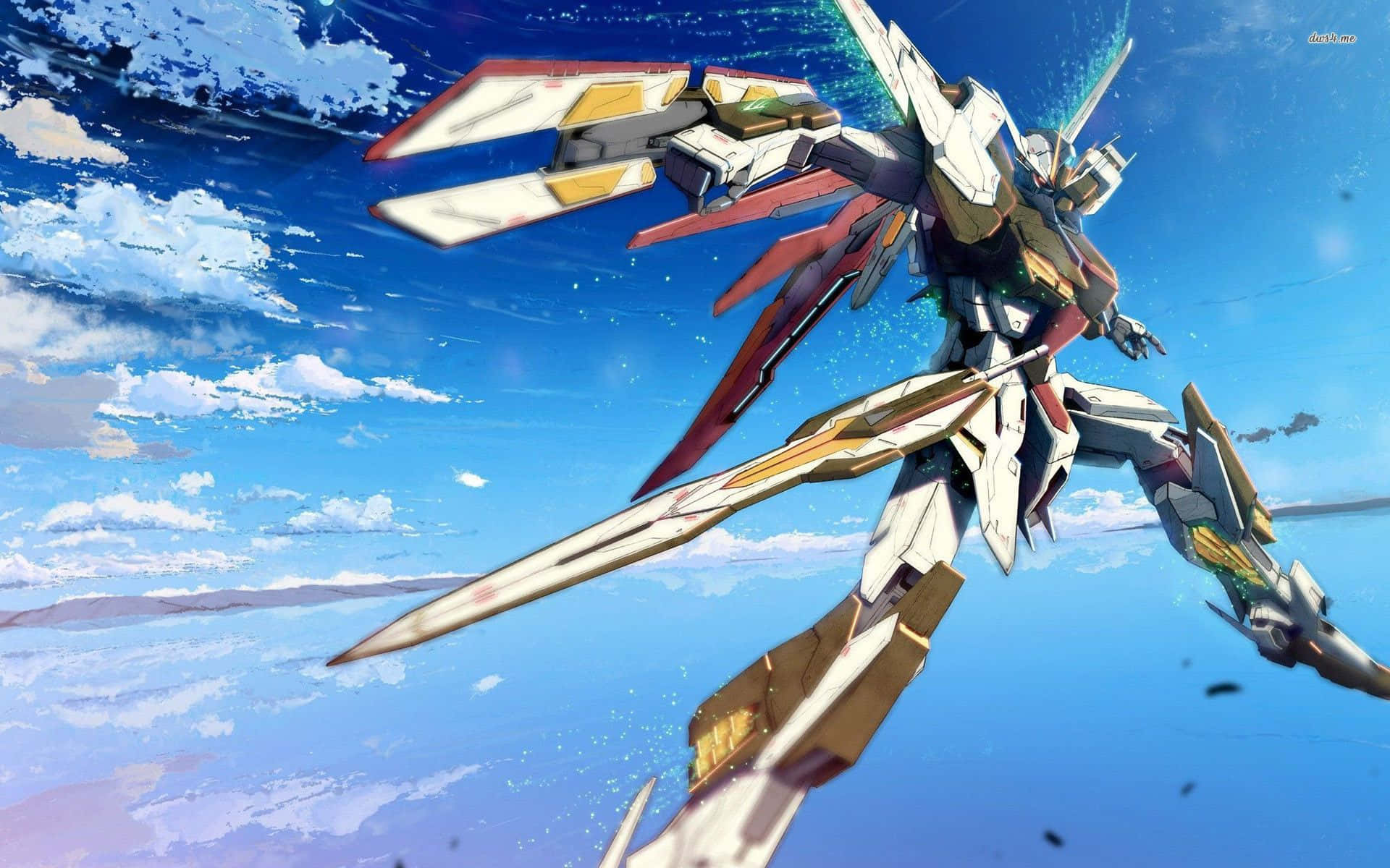 Keltainen ja valkoinen Gundam-työpöytä Taustakuvat