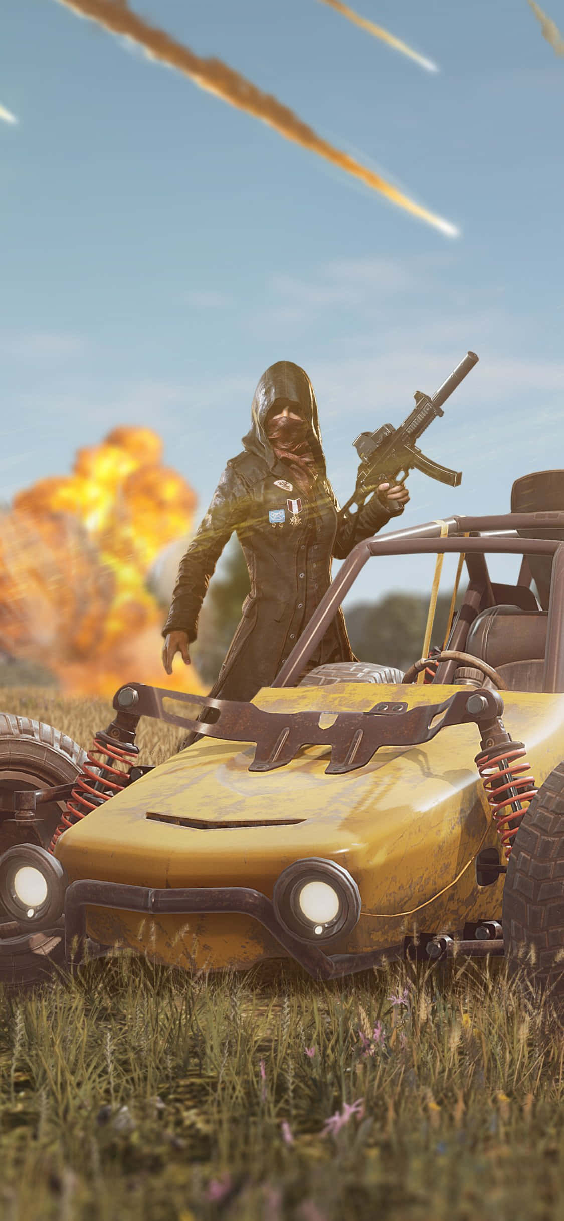 Keltainen kilpa-auto PUBG iPhone Taustakuvat