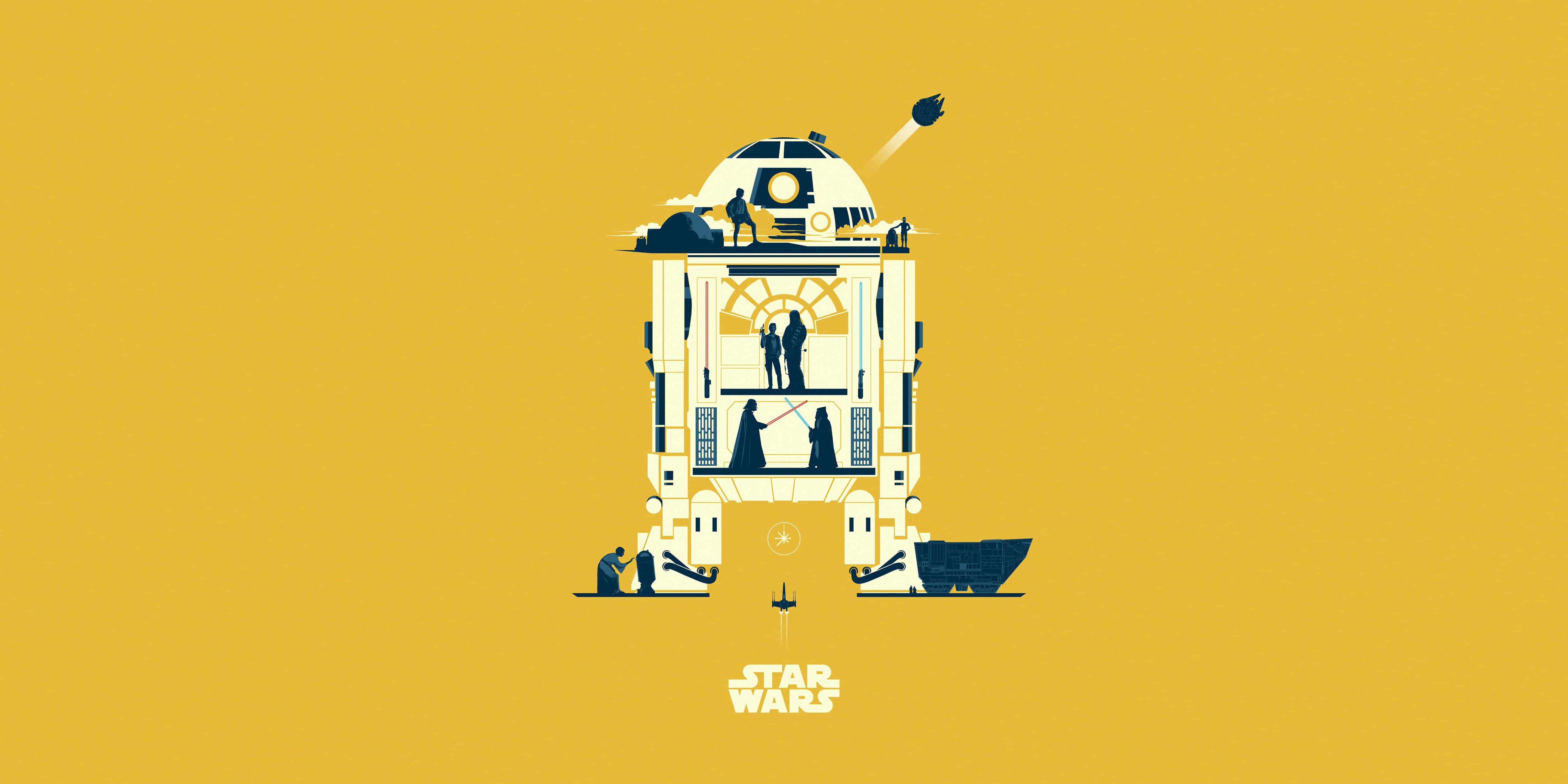 Keltainen R2-D2 iPad Taustakuvat