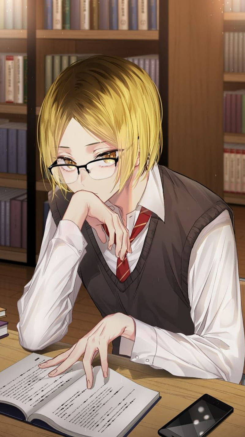 Kenma opiskelemassa kirjastossa Taustakuvat