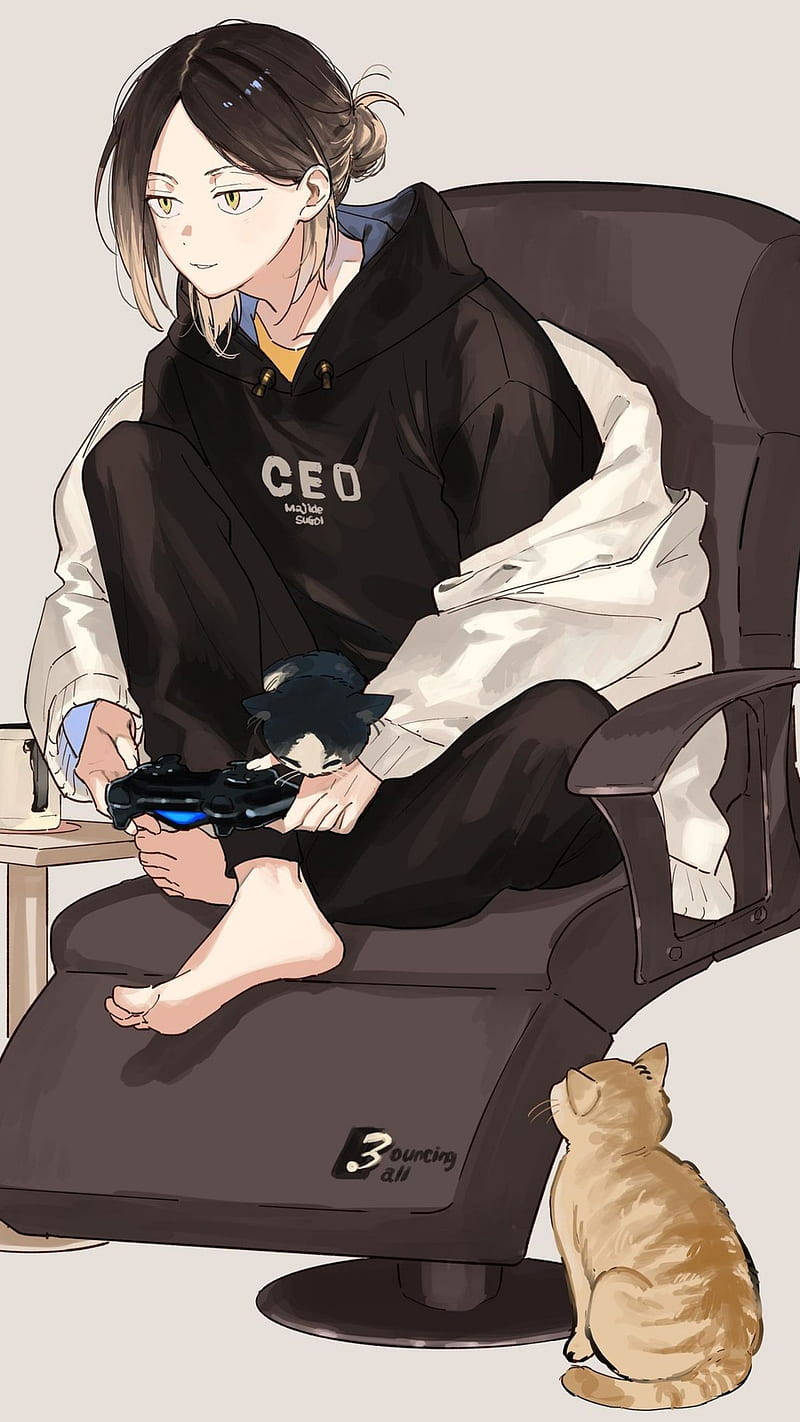 Kenma pelaamassa videopelejä Taustakuvat