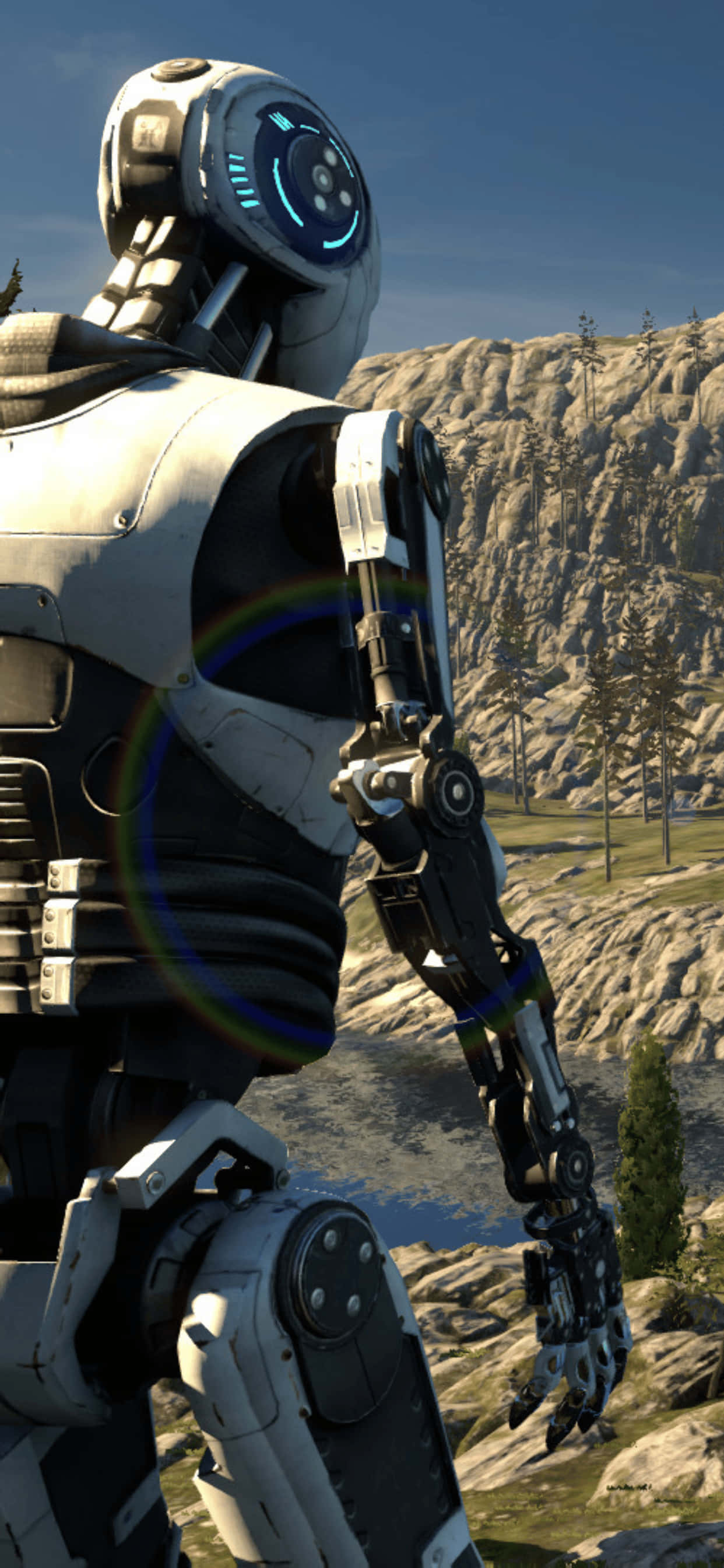 Kiehtova Näkymä The Talos Principle -pelistä iPhone XS Maxilla Taustakuvat