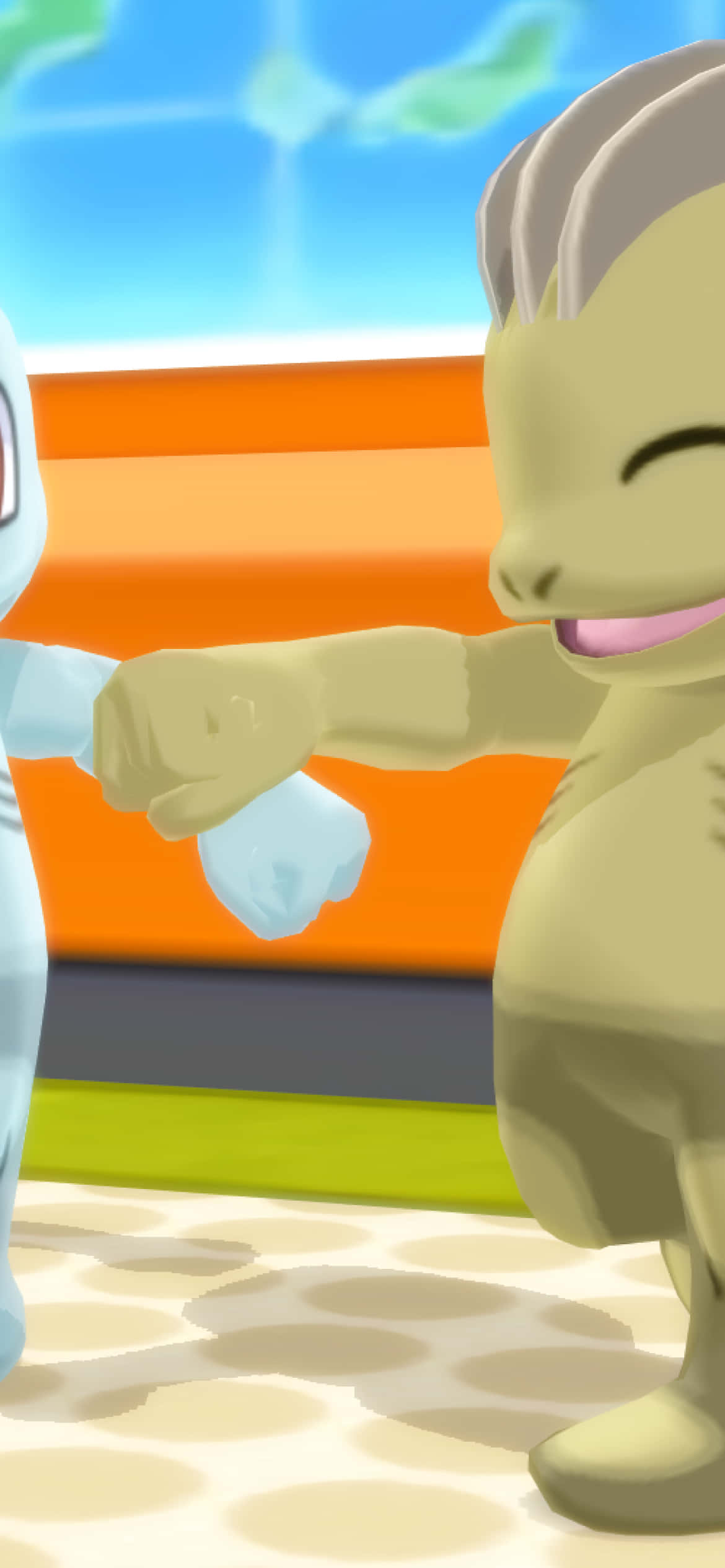 Kiiltävä Machop Pokemon hymyilevillä silmillä Taustakuvat