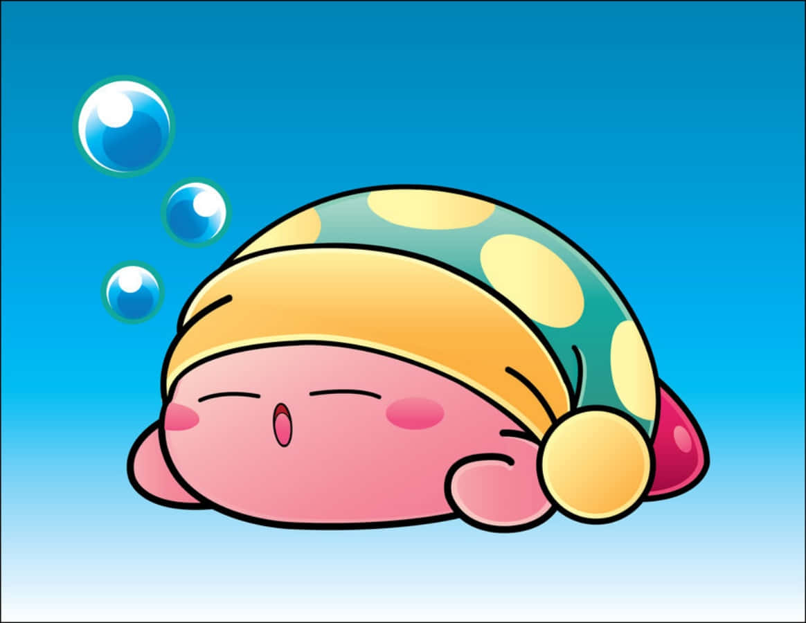 Kirby-aiheinen taideteos rakkauden viestillä. Taustakuvat
