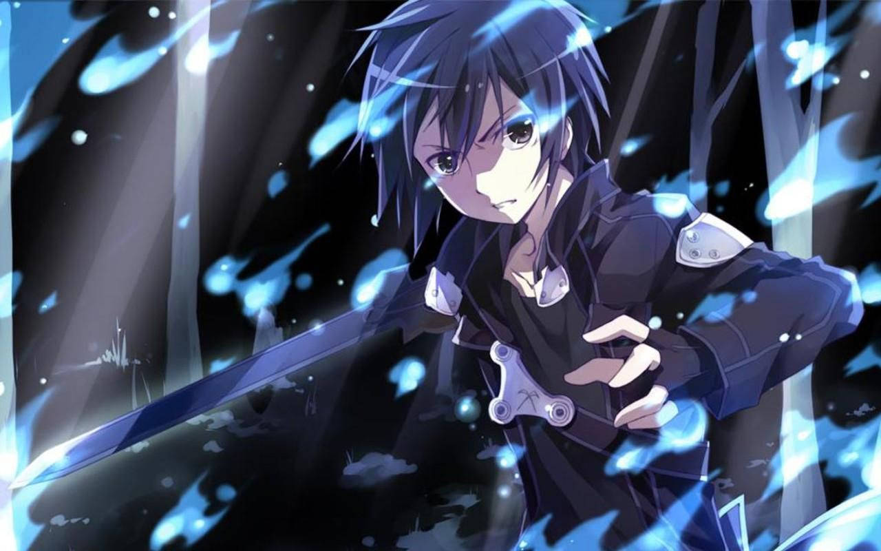 Animepoika Kirito Sword Art Online -taustakuva
