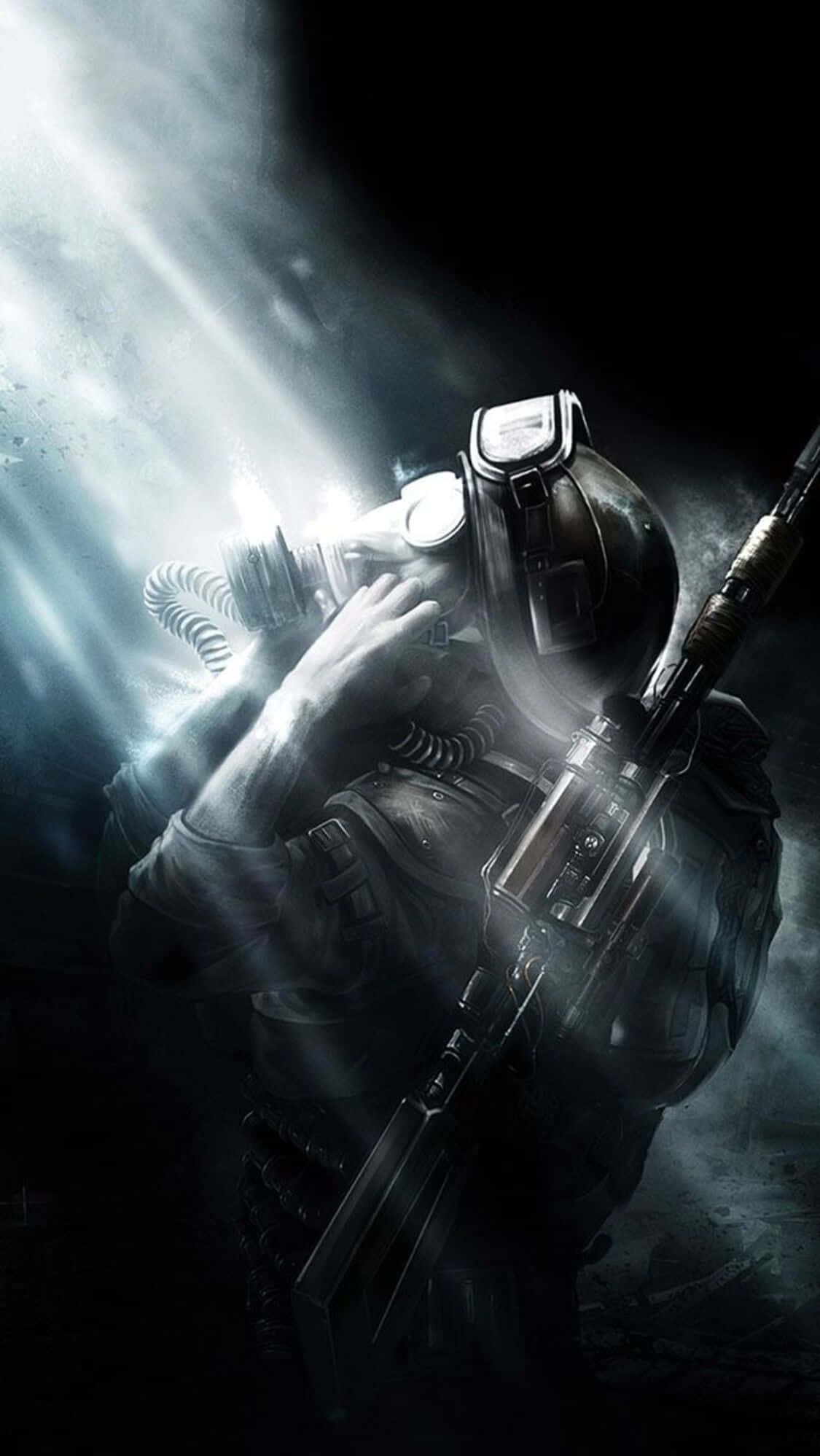 Kirkas valo loistaa iPhone X Metro Last Light -taustakuvassa Taustakuvat