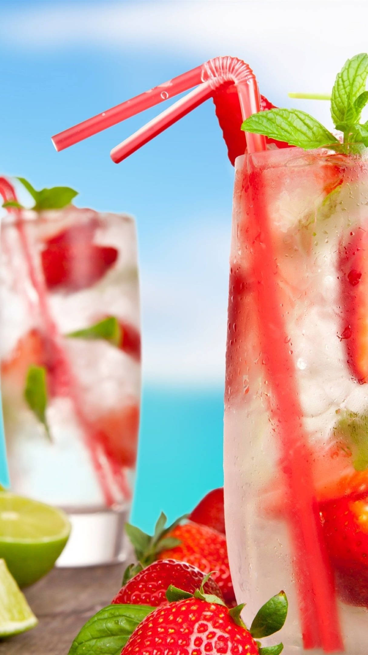 Kirpeä Mansikka Tom Collins Trooppinen Juoma Taustakuvat
