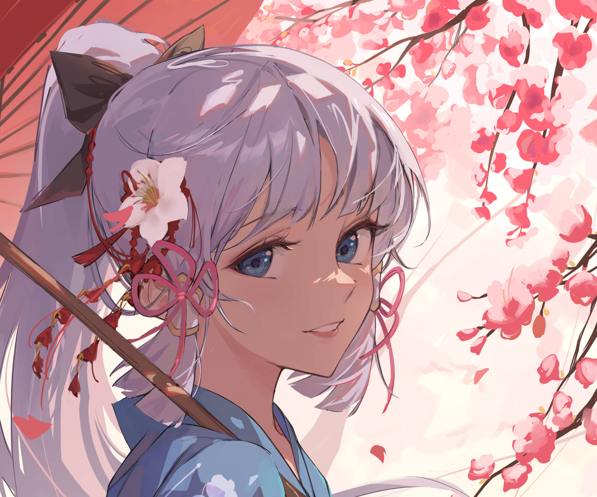 Kirsikankukat Kamisato Ayaka Taustakuvat