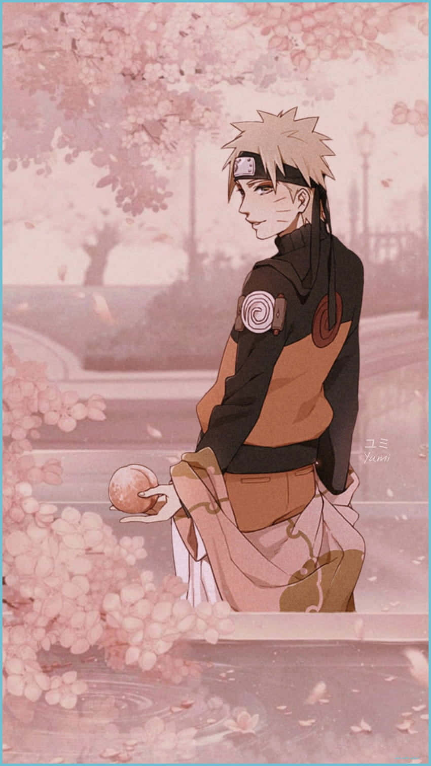 Kirsikankukkia ja Naruto-estetiikkaa puhelimen taustakuvana Taustakuvat