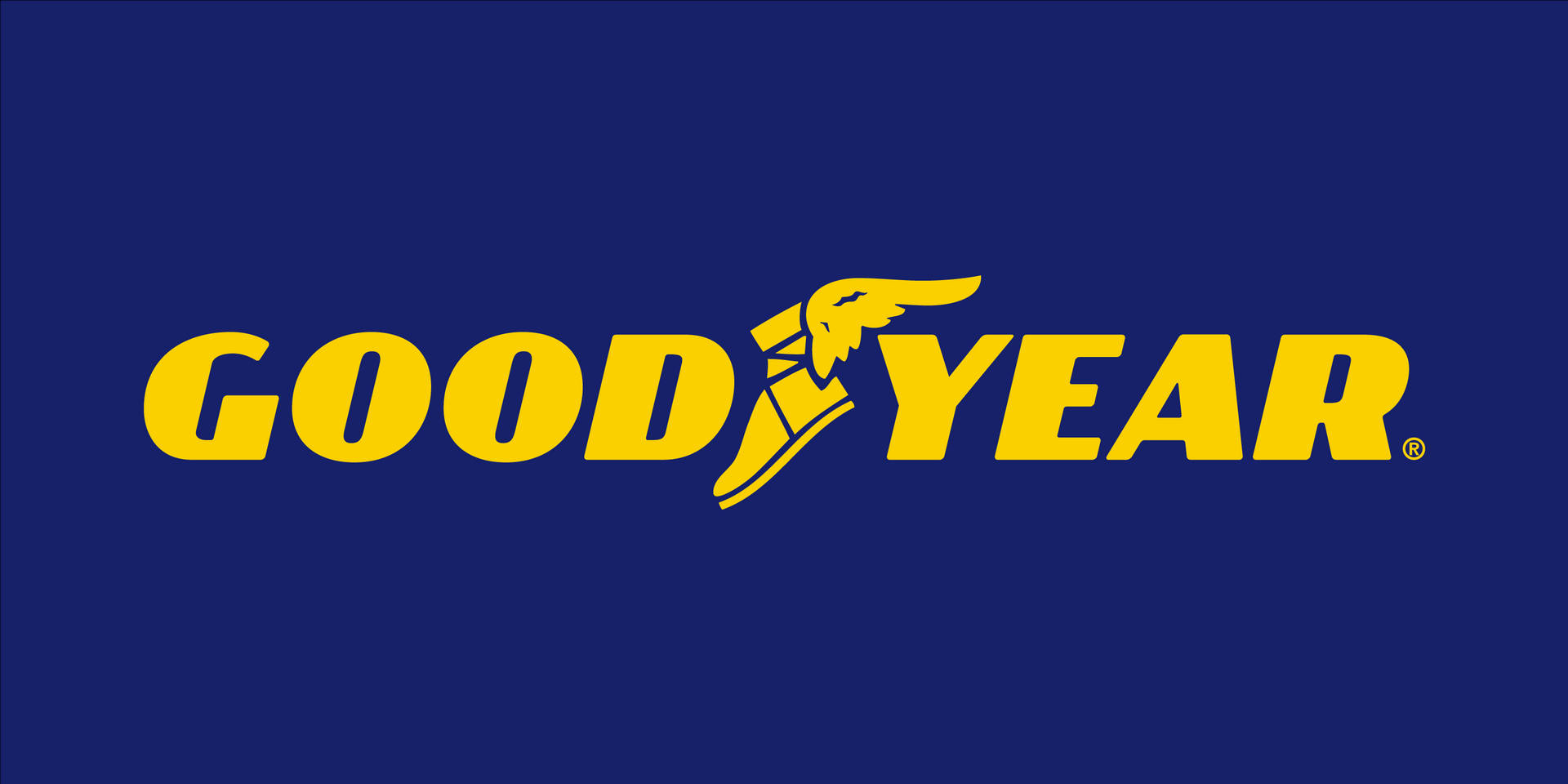 Goodyear-logo sinisellä taustalla