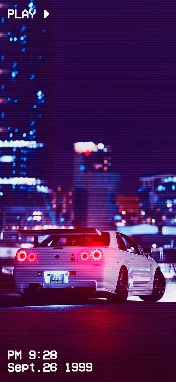 Klassinen Nissan Skyline JDM kadulla Taustakuvat