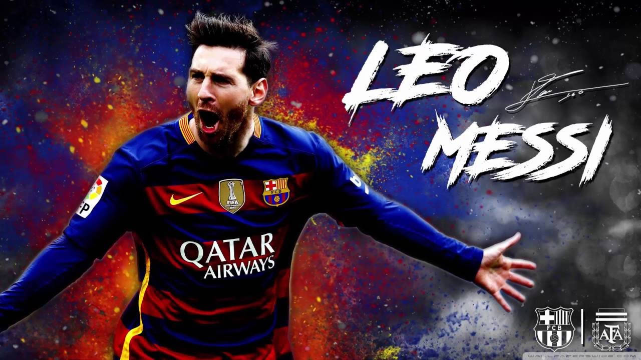 Leo Messi monivärisellä roiskeella taustalla taidetaustakuva