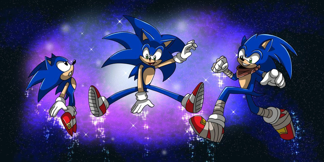 Koe ultimaattinen seikkailu Sonicin kolmen näytöksen kanssa. Taustakuvat