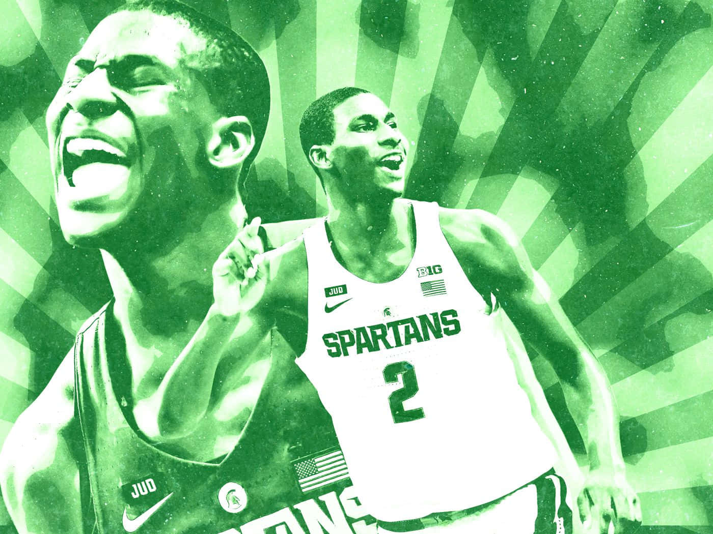Kollaasigrafiikka Jaren Jackson Jr.:sta Taustakuvat