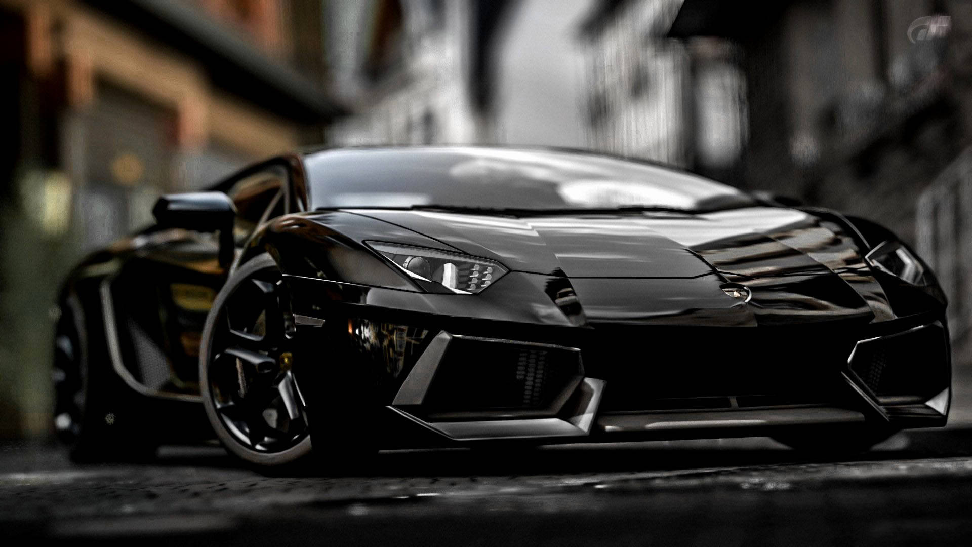 Konepelti Lamborghini Aventador Musta Urheiluauto — Hienot autot GIF Taustakuvat
