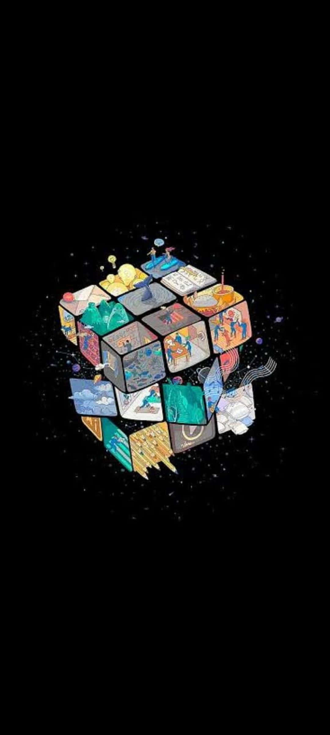 Kosminen Rubikin kuutio taideteos Taustakuvat