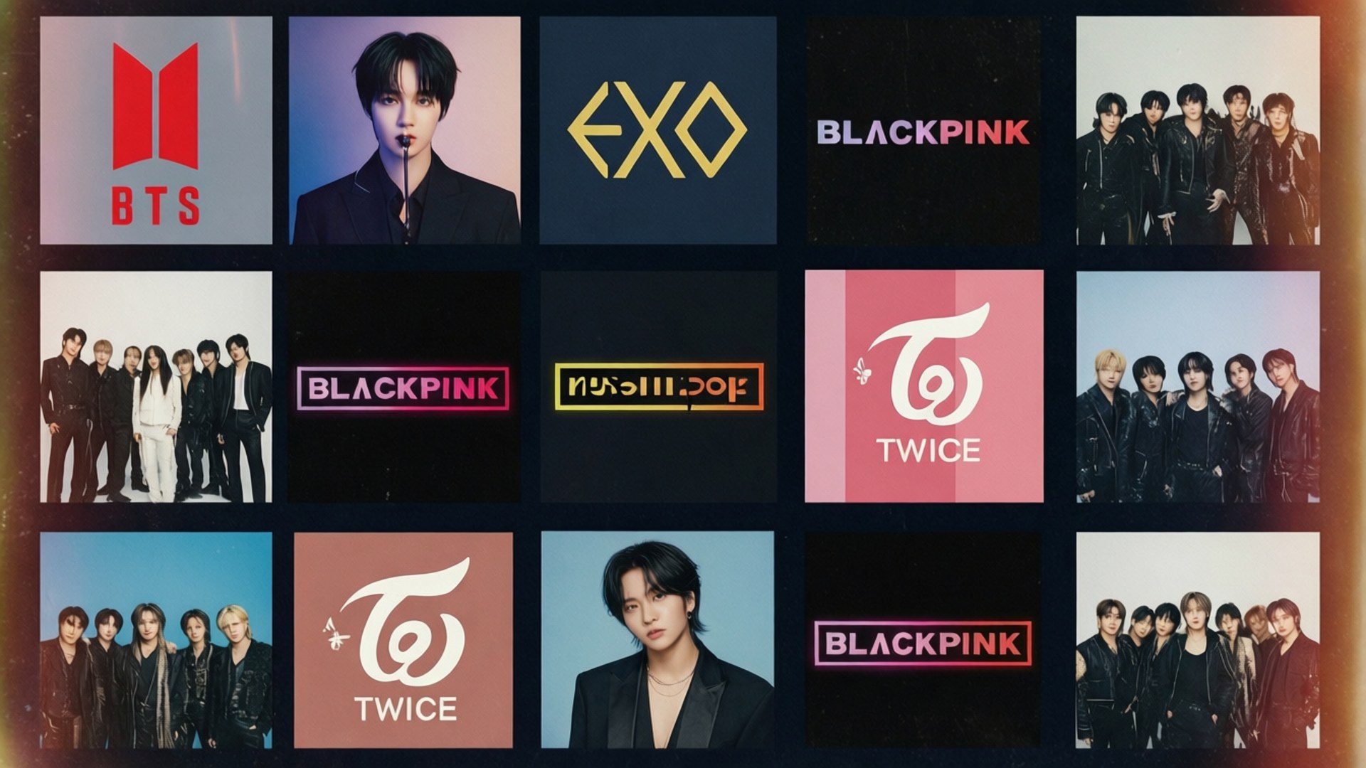Kpop-albumien kollaasi Taustakuvat