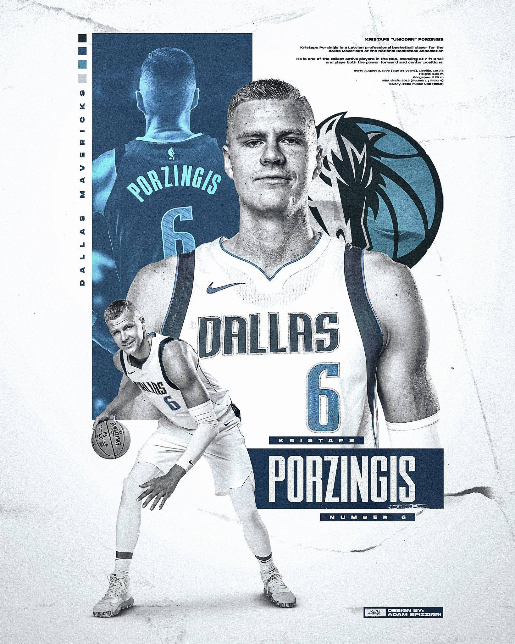 Kristaps Porzingis Dallas Mavericks -juliste Taustakuvat